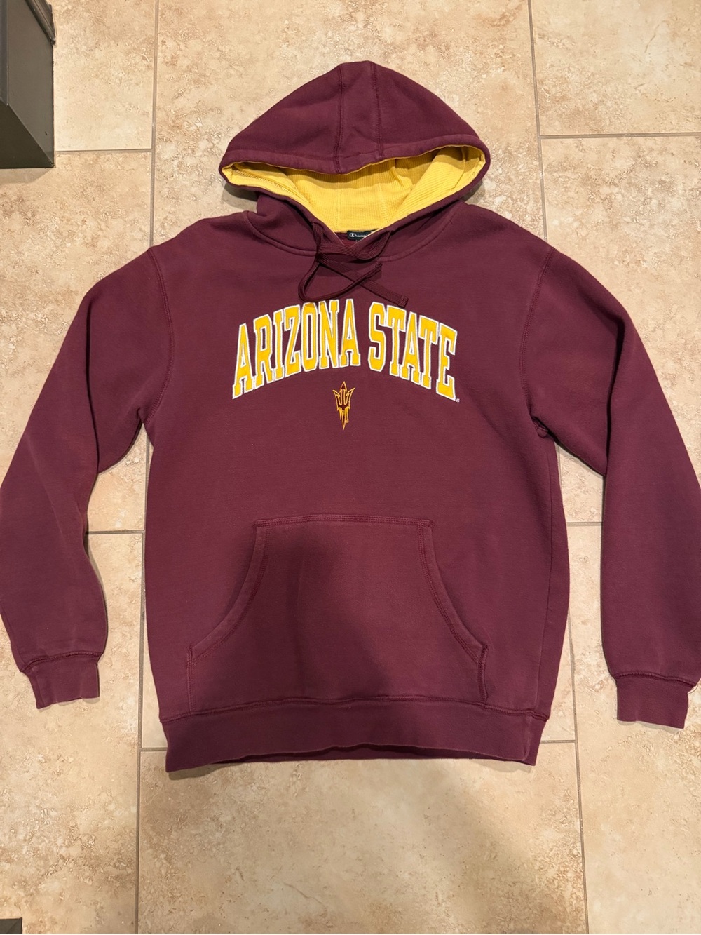 Champion Arizona State Maroon Hooded Sweatshirt with Gold Lining